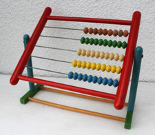 DDR Holz Rechenschieber Rechenrahmen drehbar Kinder Zählen Rechnen Vintage Retro