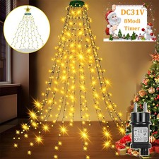 LED Christbaumbeleuchtung mit Ring Weihnachtsbaum Lichterkette Außen Innen Timer