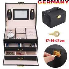 3 Schichten Schmuckkasten Schmuckkoffer Schmuckkästchen Schwarz 17 X 14 X 13 CM