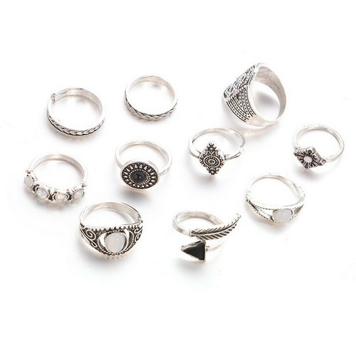 10x silber boho stapel - 10x, stapel-ringe