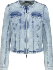 monari Damen Jeansjacke 409401 - mit Stickerei und Strasssteinen