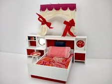 Vintage Lundby Red Bedroom Set
