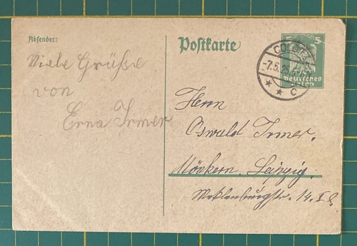 Ganzsache colditz 1925 - colditz, 7.5.1925