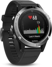 Garmin fenix 5 schwarz/silber Multisportuhr GPS 47mm, 2 Armbänder