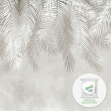 Fototapete beige Blätter VLIES TAPETE XXL Palme Botanic Neutral Wohnzimmer