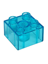 (936) Lego Duplo Transparenter durchsichtiger Glasstein Stein 2x2 Noppen Blau