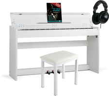 88 Tasten Digital Piano Klavier Set Bank Kopfhörer Schule Keyboard Weiß matt