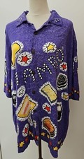 Vintage Y2K Mambo Herren Größe L Lila Hawaiihemd Bisciuts Southern Hemisphere