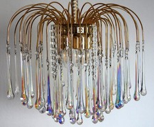 Wunderschöne Vergoldete Metall Murano Glastropfen Kronleuchter, Lüster 5 Flammig