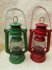 Petroleum Lampe Laterne MEVA 863 MADE IN CZECHOSLOVAKIA Farbe grün + rot H 24 cm