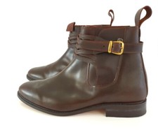 Reitstiefelette 45 Braun Rund Echtleder Schnalle Labor UK 11 Stiefelette 