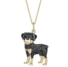 Design - vergoldet – Halskette & Anhänger „Hund – Rottweiler “ 50 cm Kette 
