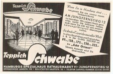 Zeitungs - Werbeanzeige - Teppich Schwalbe Hamburg Jungfernstieg