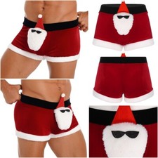 Herren Weihnachten Samt Boxershorts mit Weihnachtsmann Puppe Flanell Trim Kostüm