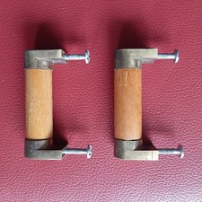 2 Stück Möbelgriff Griffe Schublade Schranktür Holz und Messing
