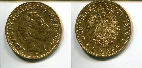 Hessen 1877 5 mark in - 1877,