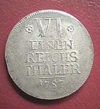 Brandenburg Ansbach 1/6 Taler 1757 C.F.C. Alexander Silber Münze 