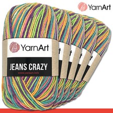 YarnArt 5x 50g Jeans Crazy Wolle mit Farbverlauf Baumwolle & Polyacryl 22 Farben