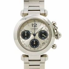 Cartier Pasha C Chronograph W31048M7 Automatik Silber Zifferblatt Jungen Uhr ...