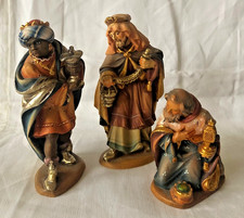 Heilige drei Könige Krippenfiguren Holz geschnitzt und coloriert Stehhöhe 14 cm