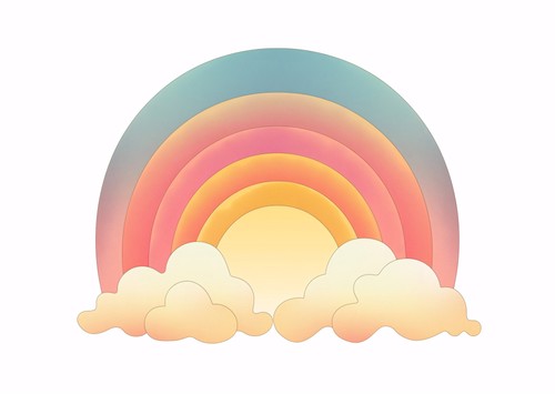 Bunte regenbogen und wolken - bunte,