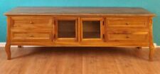 TV-SCHRANK SCHRANK KOMMODE 4 SCHÜBE GLAS- FACHTEILE B 1,80 HOLZ NUSSBAUMTON 
