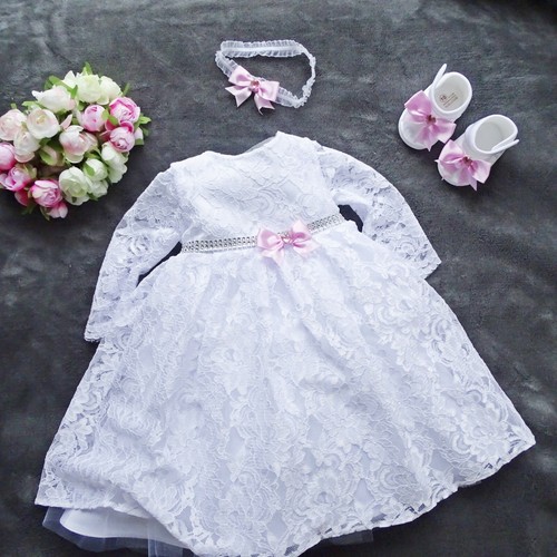 Taufkleid stirnband schuhe - taufkleid, +stirnband