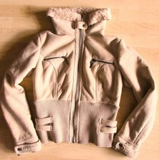 Velourslederimitat Jacke m Teddyfutter beige Tally weijl Gr L 40 warm weich sexy