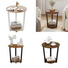 WOLTU Couchtisch rund Beistelltisch Sofatisch Nachttisch mit 2 Ablagen Stauraum