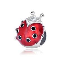 Charm Perle Marienkäfer 925 Silber Kugel  Figur - Anhänger für Armband