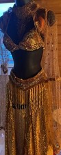 Samba und Bauchtanz kostüm aus Brasilien 2 in 1 Gold Farben / Perlen und Stein