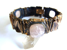 Modernist Armband Bronze Rosenquarz Finnland Pentti Sarpaneva