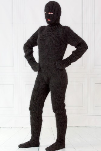Thick black mohair - , catsuit