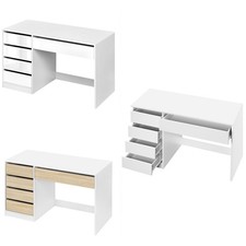 Schreibtisch Bürotisch mit 5 Schubladen Stauraum Computertisch Schminktisch Weiß