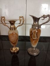Amphore - Onyx - Messing und Vase -Onyx-Metall aus den 1950er Jahre