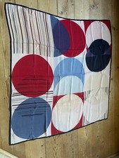 Seide Tuch Seidentuch beige rot blau polka dots Krepp 60er vintage  83 x 83 cm