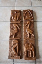 außergewöhnliche Wanddeko, zwei Tafeln aus braunem Holz mit Naturmotiven