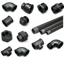 Schwarz Fitting Temperguss Doppelnippel T-Stück Winkel Muffe Bogen Flansch