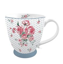 Kaffeebecher Rosenmuster Porzellan große Tasse Teetasse m. Rosen 400 ml