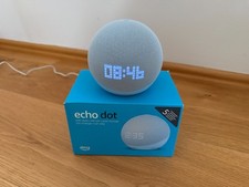 Echo Dot 5. Generation Grau/Blau mit Uhr - sehr guter Zustand