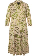 Ulla Popken große Größen Hemdblusenkleid 46+ beige Slinky Midikleid V Ausschnitt