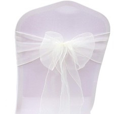 Schleifen Stuhlhussen Organza 50er Paket Hochzeit Party Dekoration Elfenbein