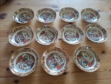 Antike 1840er Jahre Petrus Regout Maastricht mongolischer Jäger Schüssel Set - 5,5 Zoll Durchmesser x11