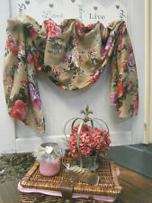 ★ DUNKELBEIGER SCHAL MIT ROMANTISCHEM ROSENMOTIV IDEAL ZUM LAGENLOOK 70x175 cm★