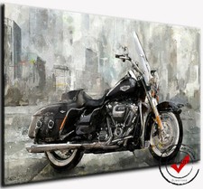  HARLEY DAVIDSON ROAD KING LEINWAND MOTORRAD WANDBILD OLDTIMER BILDER DEKO ART