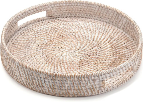 Rundes rattan serviertablett - rundes,