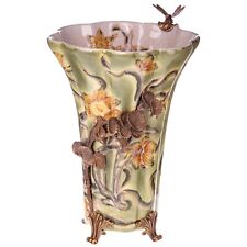 Porzellan Vase mit Libelle aus Bronze Mehrfarbig