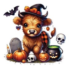 3x Halloween Highland cow car