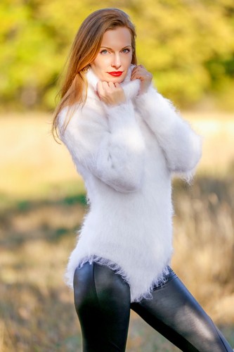 Hand knitted white mohair