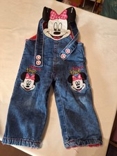 Sehr schöne, gefütterte, Jeans Latzhose, Mickey Mouse, Maus, Gr. 74